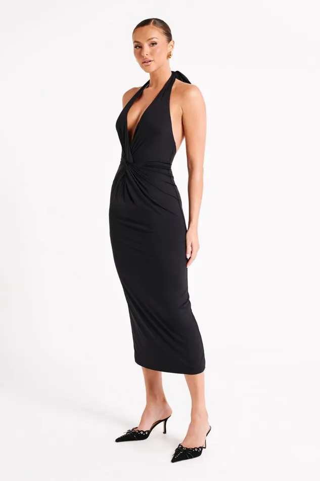 Meshki Midi Dresses Women Osana Recycled Nylon Halter Midi Dress 8211 Black Black