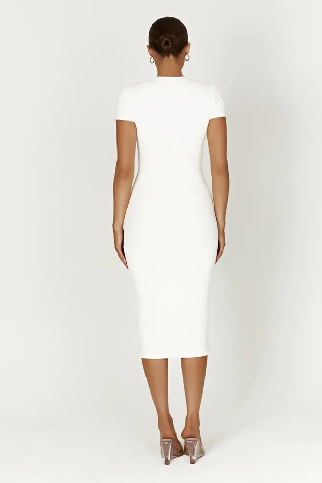Meshki Midi Dresses Women Penny Recycled Nylon Short Sleeve Midi Dress 8211 White White