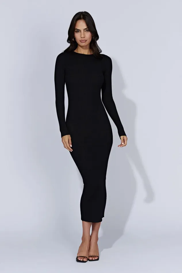 Meshki Midi Dresses Women Rowen Long Sleeve Midi Dress 8211 Black Black