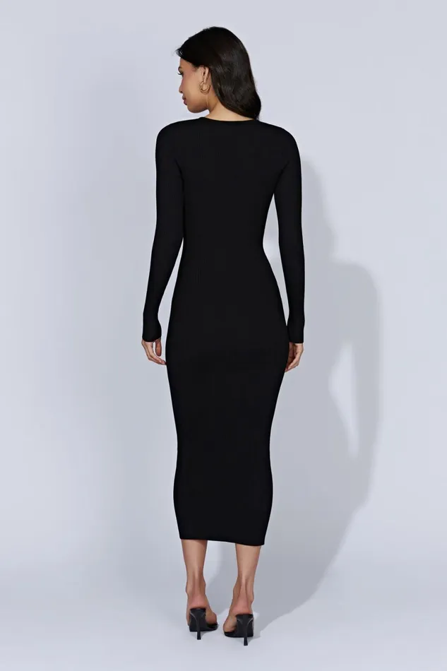 Meshki Midi Dresses Women Rowen Long Sleeve Midi Dress 8211 Black Black