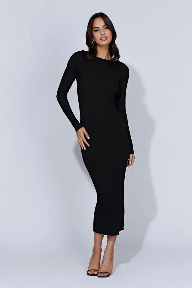 Meshki Midi Dresses Women Rowen Long Sleeve Midi Dress 8211 Black Black