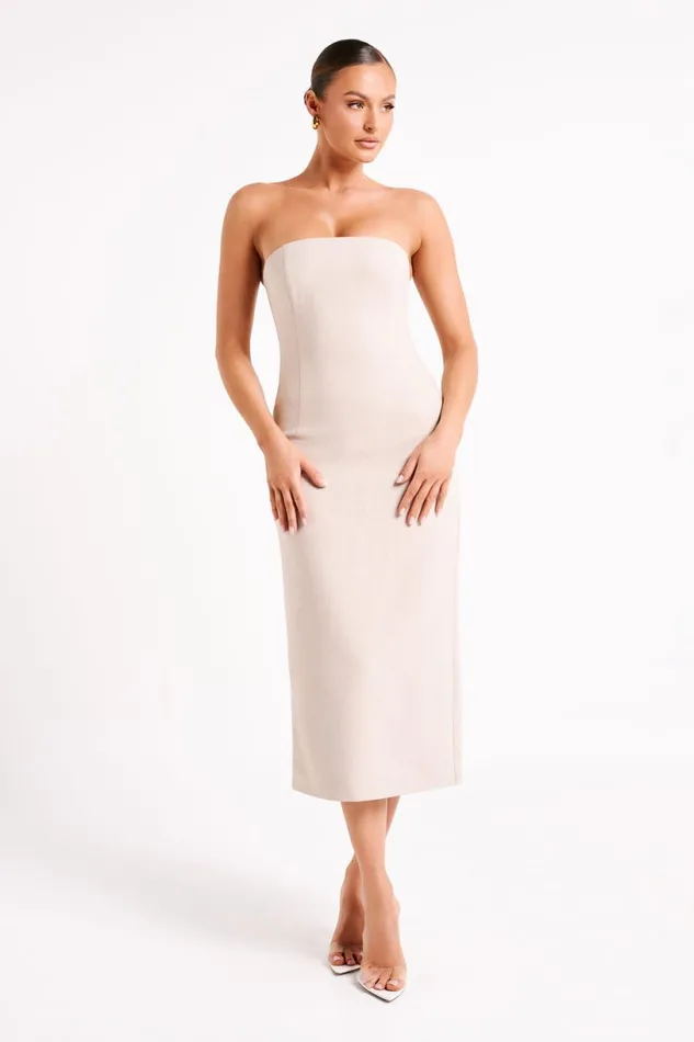 Meshki Midi Dresses Women Sable Textured Midi Dress 8211 Natural Natural