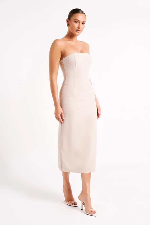 Meshki Midi Dresses Women Sable Textured Midi Dress 8211 Natural Natural