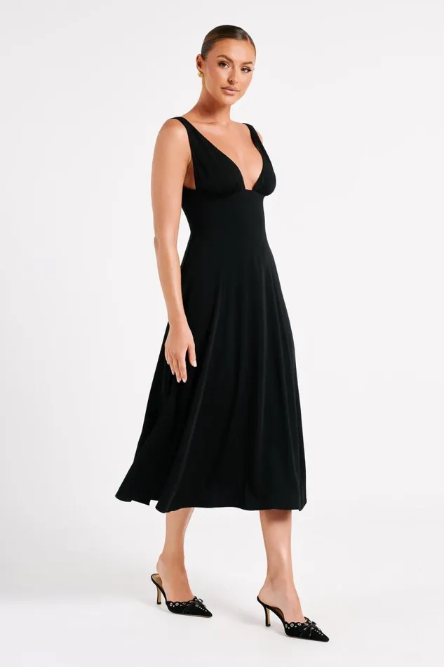 Meshki Midi Dresses Women Soledad Gathered Midi Dress 8211 Black Black