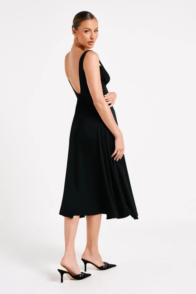 Meshki Midi Dresses Women Soledad Gathered Midi Dress 8211 Black Black