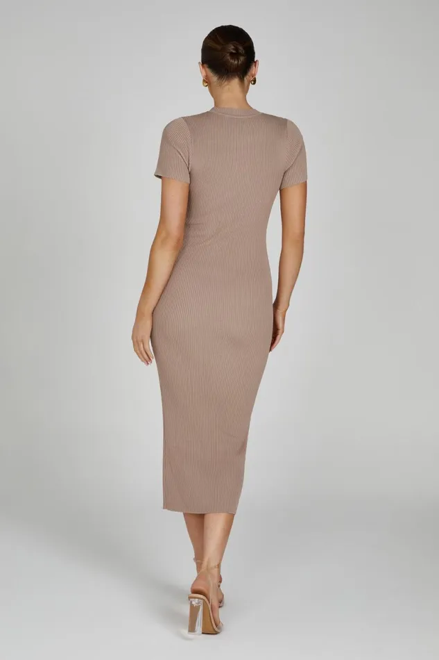 Meshki Midi Dresses Women Sonia Short Sleeve Knit Midi Dress 8211 Taupe Taupe