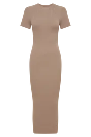 Meshki Midi Dresses Women Sonia Short Sleeve Knit Midi Dress 8211 Taupe Taupe