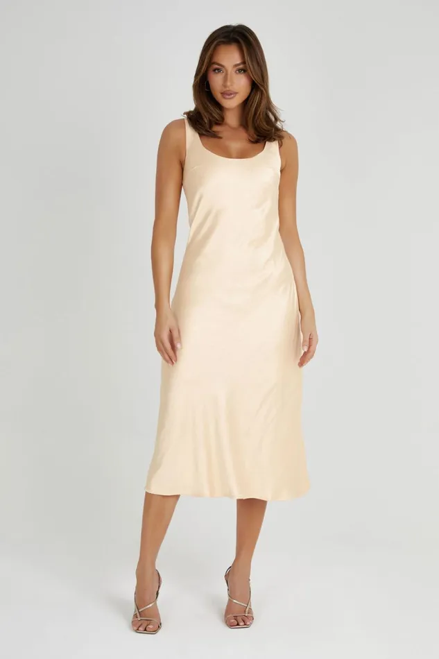 Meshki Midi Dresses Women Tamara Satin Iridescent Slip Midi Dress 8211 Apricot Apricot Meshki Midi Dresses Women Tamara Satin Iridescent Slip Midi Dress 8211 Apricot Apricot