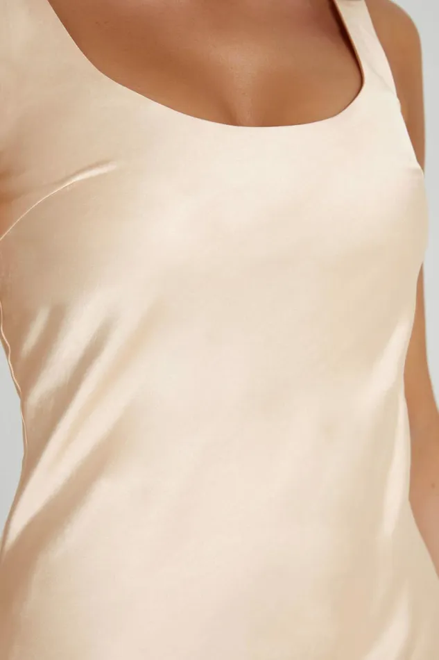 Meshki Midi Dresses Women Tamara Satin Iridescent Slip Midi Dress 8211 Apricot Apricot