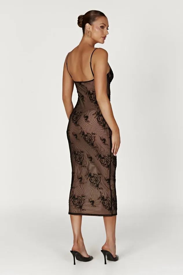 Meshki Midi Dresses Women Venice Embroidered Mesh Midi Dress 8211 Black Black