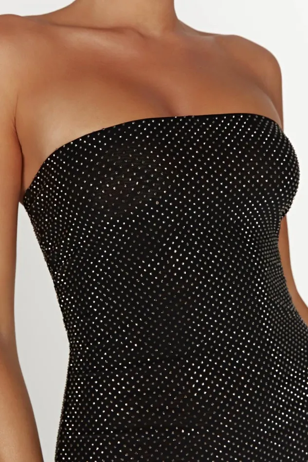 Meshki Midi Dresses Women Waverly Strapless Diamante Midi Dress 8211 Black Black