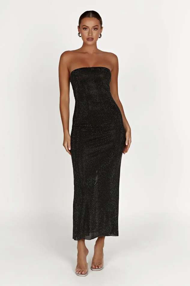 Meshki Midi Dresses Women Waverly Strapless Diamante Midi Dress 8211 Black Black