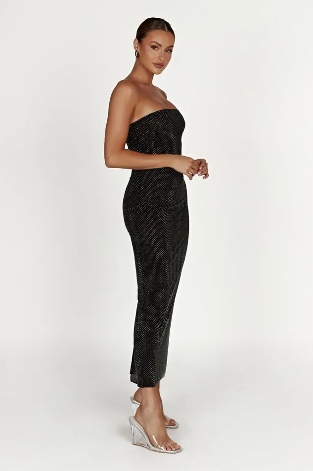 Meshki Midi Dresses Women Waverly Strapless Diamante Midi Dress 8211 Black Black