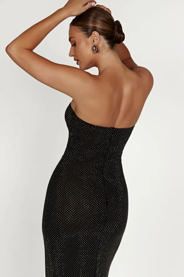 Meshki Midi Dresses Women Waverly Strapless Diamante Midi Dress 8211 Black Black