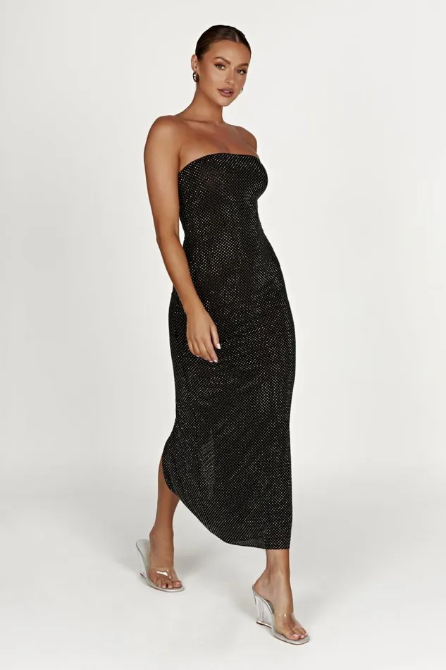Meshki Midi Dresses Women Waverly Strapless Diamante Midi Dress 8211 Black Black