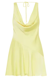 Meshki Mini Dresses Women Alyce Satin Cowl Micro Mini Dress 8211 Yellow Yellow