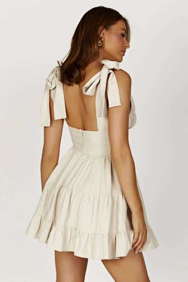 Meshki Mini Dresses Women Aurelia Linen Mini Dress 8211 Natural Natural