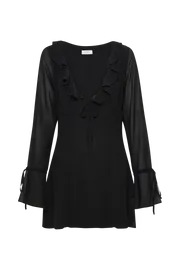 Meshki Mini Dresses Women Deja Long Sleeve Chiffon Mini Dress 8211 Black Black