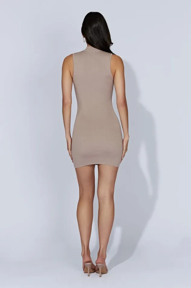 Meshki Mini Dresses Women Delia Sleeveless Knit Mini Dress 8211 Taupe Taupe Meshki Mini Dresses Women Delia Sleeveless Knit Mini Dress 8211 Taupe Taupe