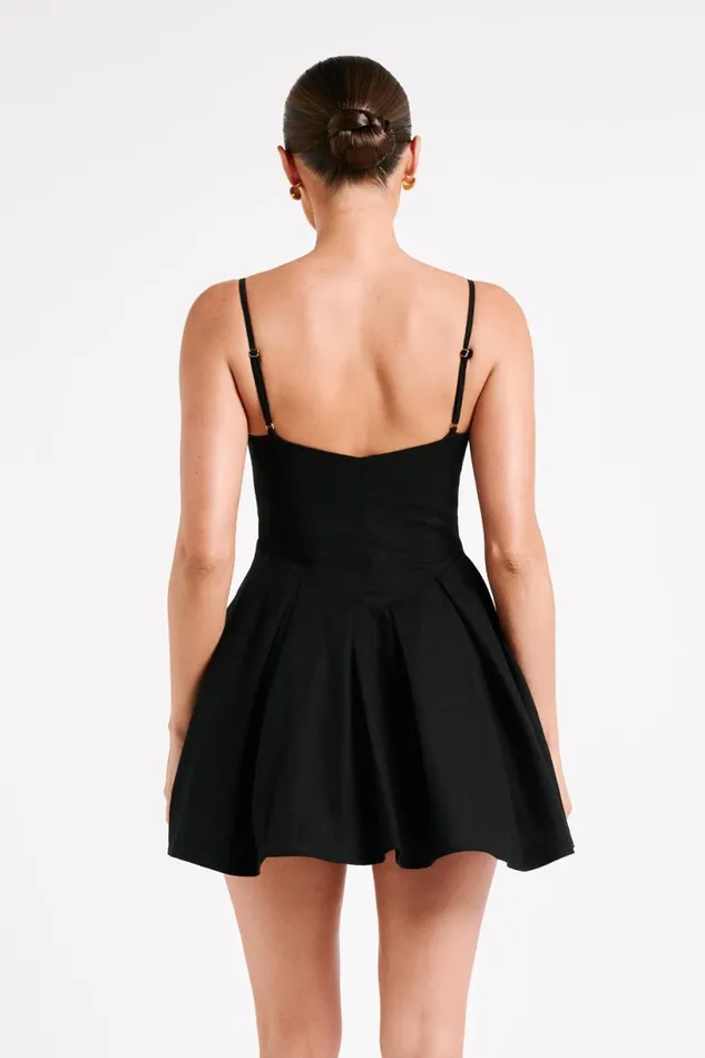 Meshki Mini Dresses Women Dorinda Pleated Linen Mini Dress 8211 Black Black Meshki Mini Dresses Women Dorinda Pleated Linen Mini Dress 8211 Black Black