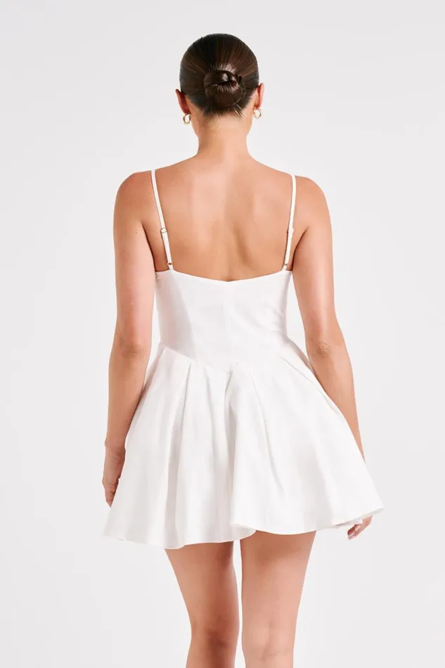 Meshki Mini Dresses Women Dorinda Pleated Linen Mini Dress 8211 White White Meshki Mini Dresses Women Dorinda Pleated Linen Mini Dress 8211 White White