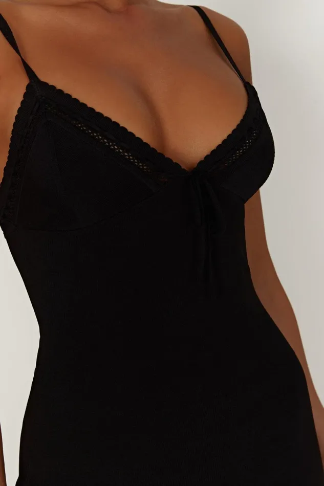Meshki Mini Dresses Women Ellis Pointelle Knit Mini Dress 8211 Black Black