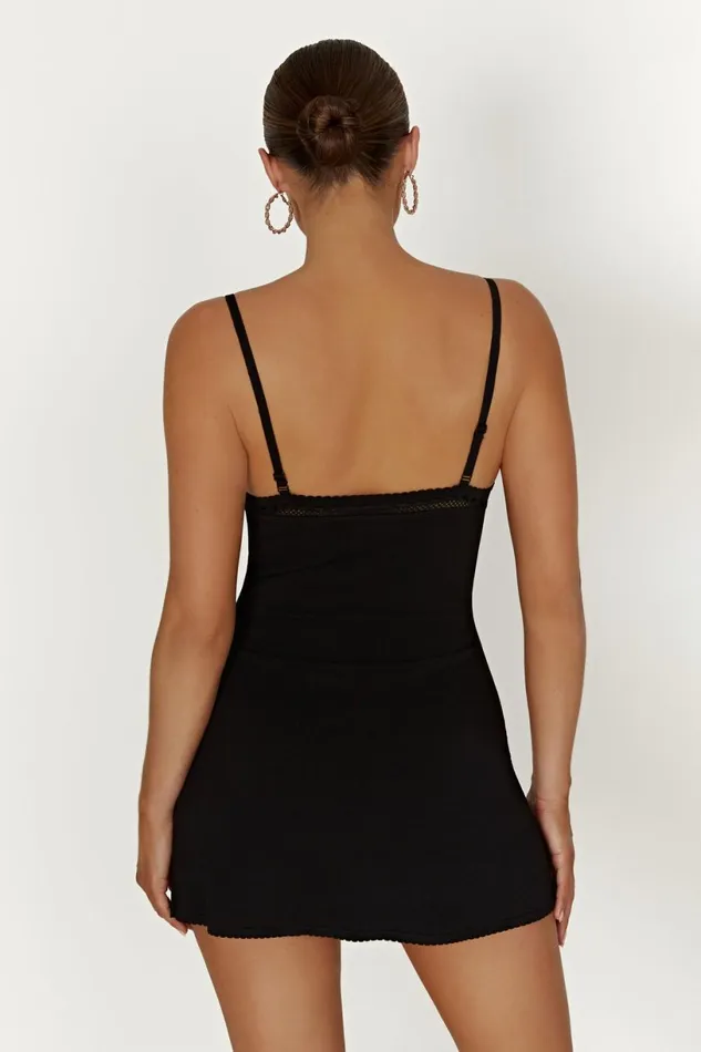 Meshki Mini Dresses Women Ellis Pointelle Knit Mini Dress 8211 Black Black