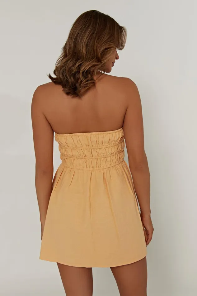 Meshki Mini Dresses Women Eloise Strapless Linen Mini Dress 8211 Mango Mango
