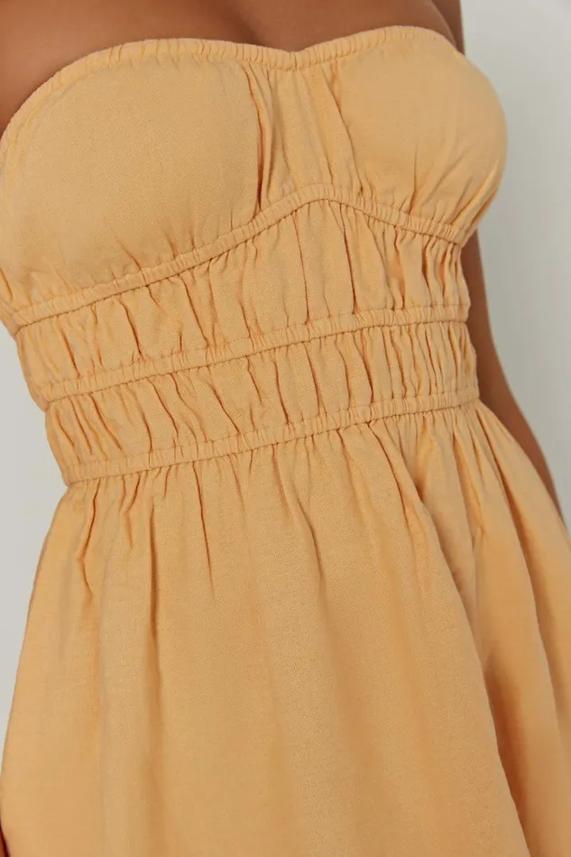 Meshki Mini Dresses Women Eloise Strapless Linen Mini Dress 8211 Mango Mango