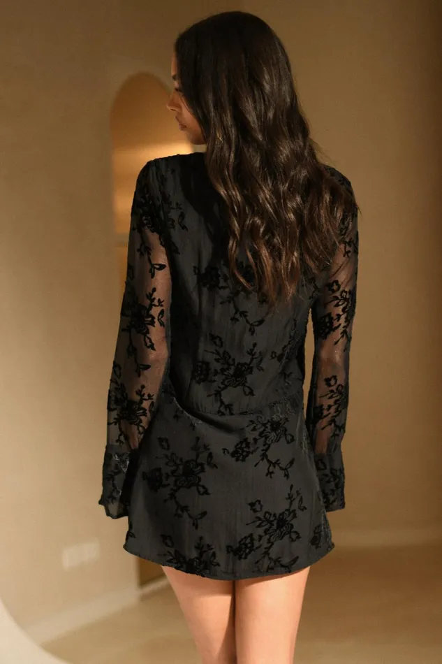 Meshki Mini Dresses Women Emory Burnout Velvet Dress 8211 Black Black