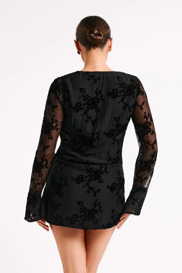 Meshki Mini Dresses Women Emory Burnout Velvet Dress 8211 Black Black