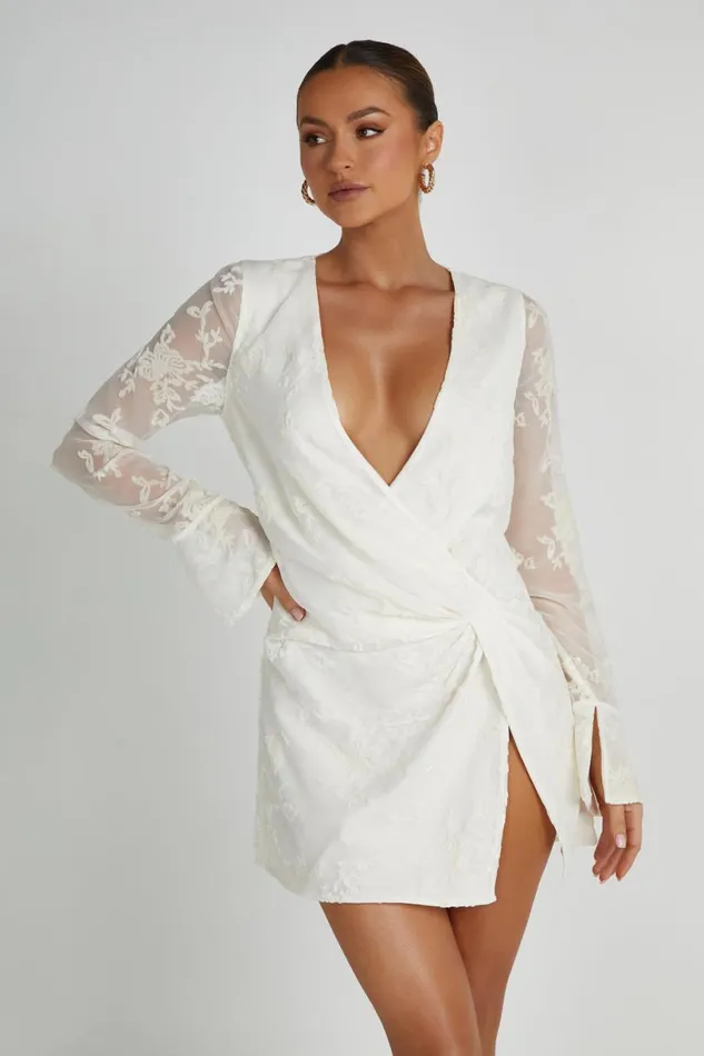 Meshki Mini Dresses Women Emory Burnout Velvet Dress 8211 White White
