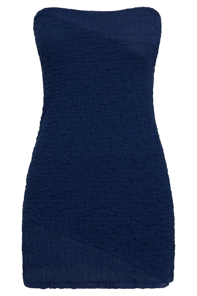 Meshki Mini Dresses Women Gemina Textured Strapless Mini Dress 8211 Midnight Navy Midnightnavy