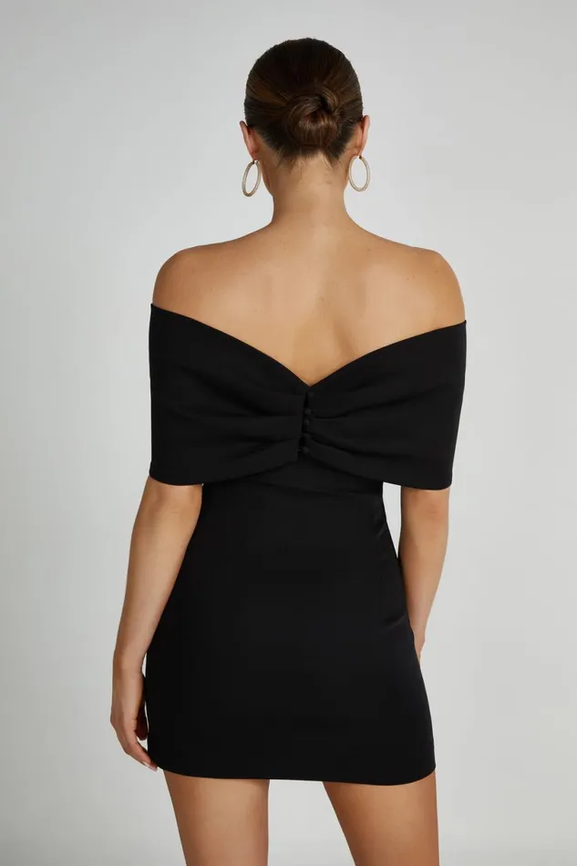 Meshki Mini Dresses Women Gwyneth Off Shoulder Bow Mini Dress 8211 Black Black