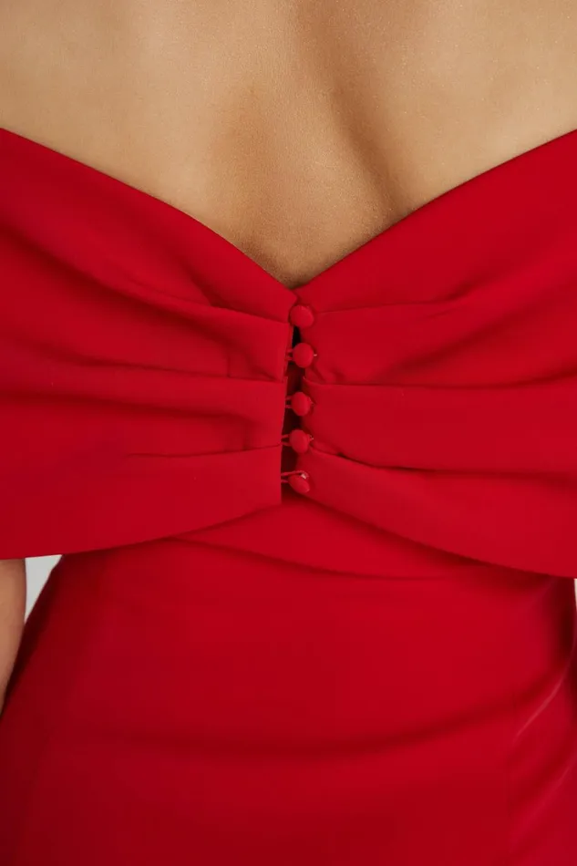 Meshki Mini Dresses Women Gwyneth Off Shoulder Bow Mini Dress 8211 Red Red
