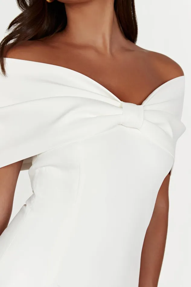 Meshki Mini Dresses Women Gwyneth Off Shoulder Bow Mini Dress 8211 White White