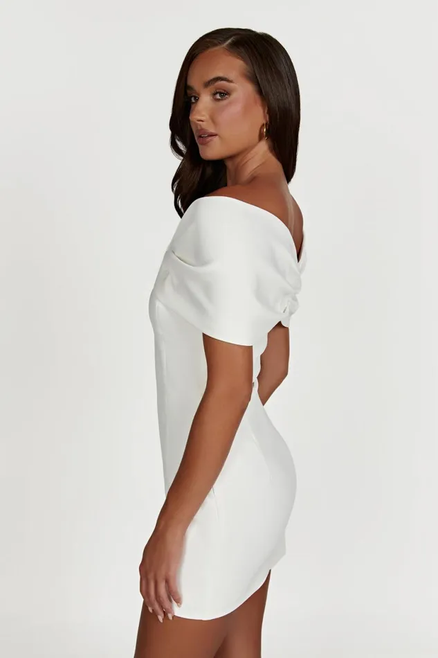 Meshki Mini Dresses Women Gwyneth Off Shoulder Bow Mini Dress 8211 White White