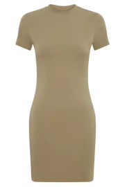 Meshki Mini Dresses Women Halston Short Sleeve Mini Dress 8211 Olive Olive