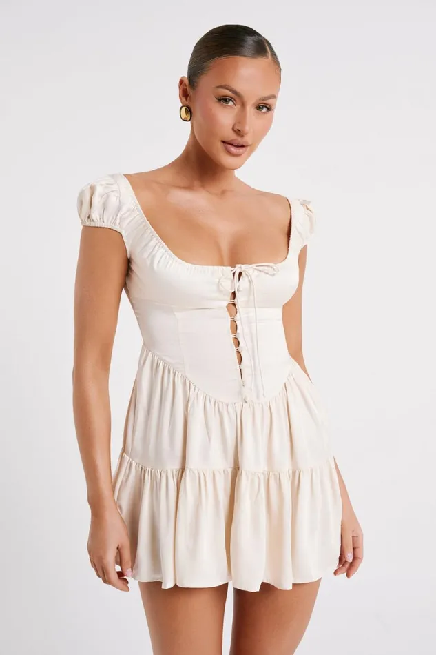 Meshki Mini Dresses Women Havanna Satin Mini Dress 8211 Sand Sand