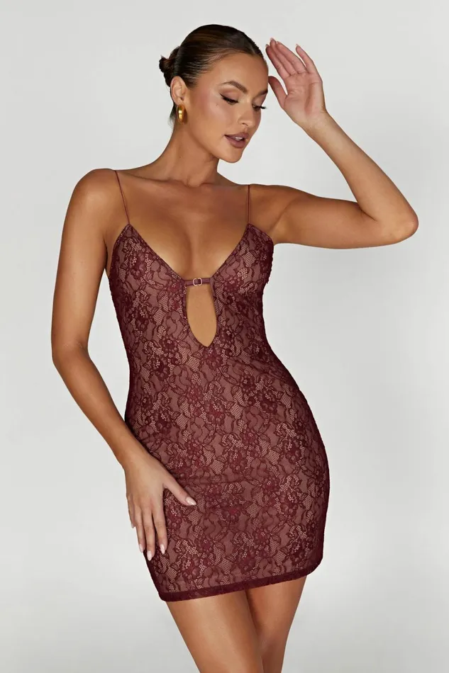 Meshki Mini Dresses Women Juliet Lace Mini Dress 8211 Wine Wine