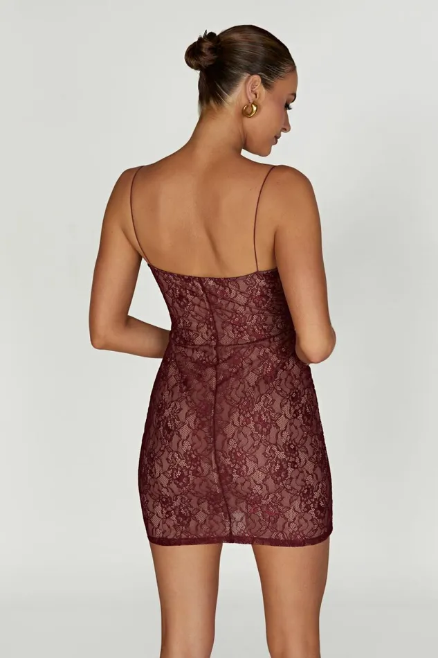 Meshki Mini Dresses Women Juliet Lace Mini Dress 8211 Wine Wine