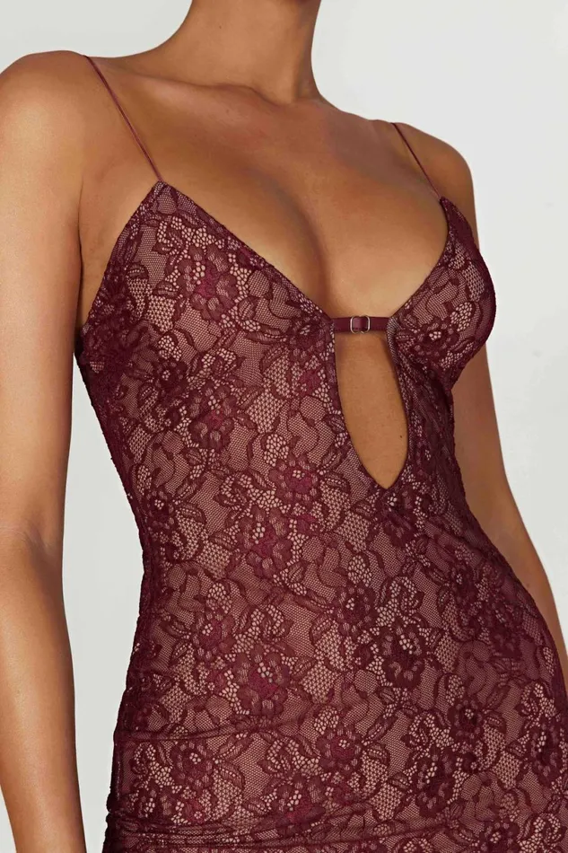 Meshki Mini Dresses Women Juliet Lace Mini Dress 8211 Wine Wine