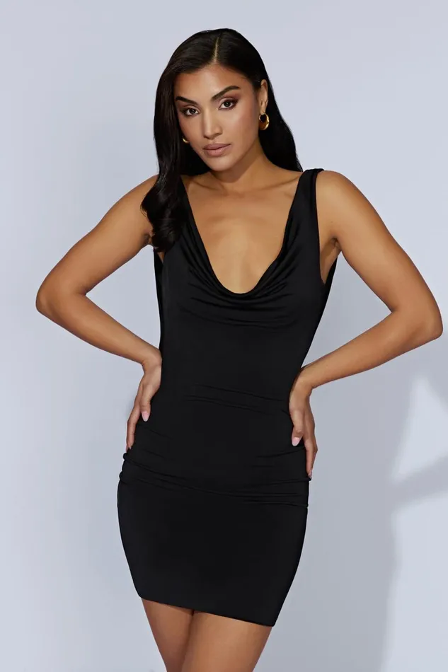 Meshki Mini Dresses Women Juliette Cowl Mini Dress 8211 Black Black