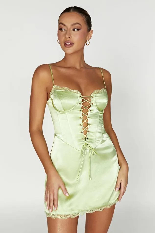 Meshki Mini Dresses Women Kalila Corset Mini Dress 8211 Pistachio Green Pistachiogreen
