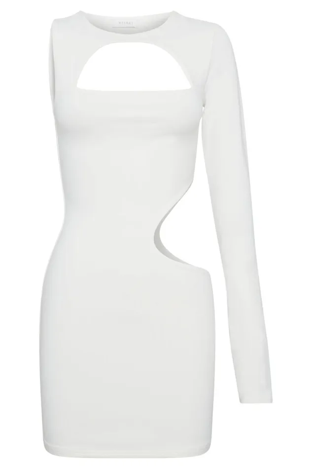 Meshki Mini Dresses Women Kat One Shoulder Glove Mini Dress With Cut Out 8211 White White Meshki Mini Dresses Women Kat One Shoulder Glove Mini Dress With Cut Out 8211 White White