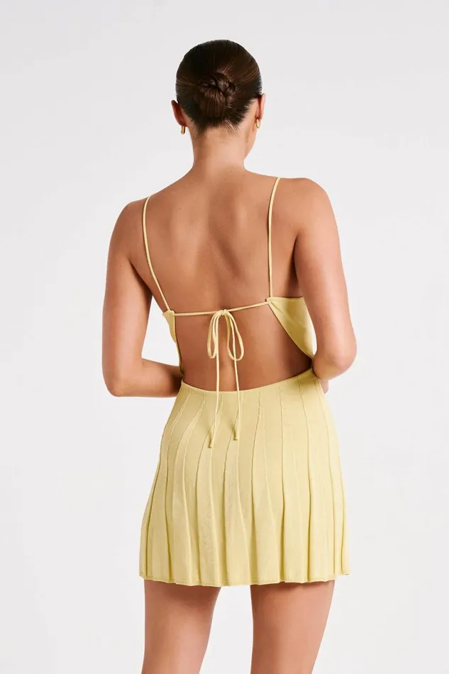 Meshki Mini Dresses Women Kendra Rib Knit Mini Dress 8211 Lemon Lemon