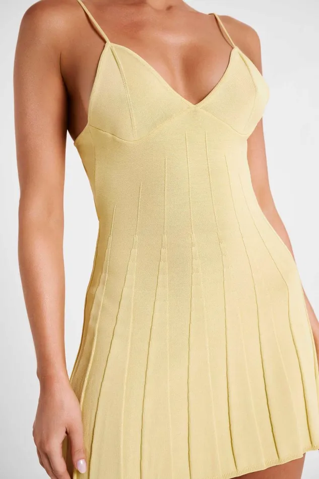 Meshki Mini Dresses Women Kendra Rib Knit Mini Dress 8211 Lemon Lemon