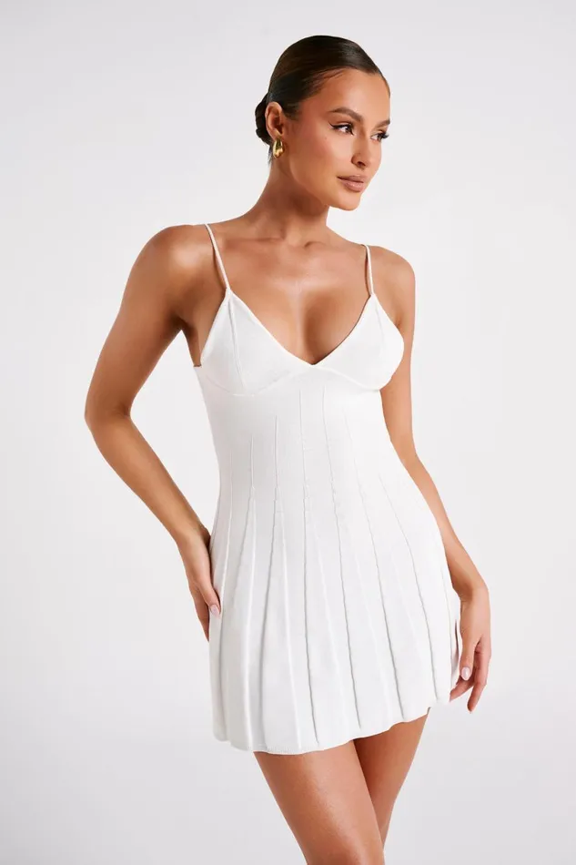 Meshki Mini Dresses Women Kendra Rib Knit Mini Dress 8211 White White