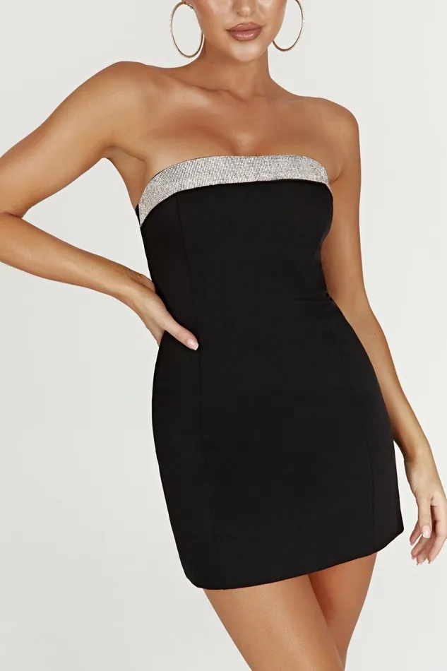 Meshki Mini Dresses Women Kiya Mini Dress With Diamante Contrast 8211 Black Black
