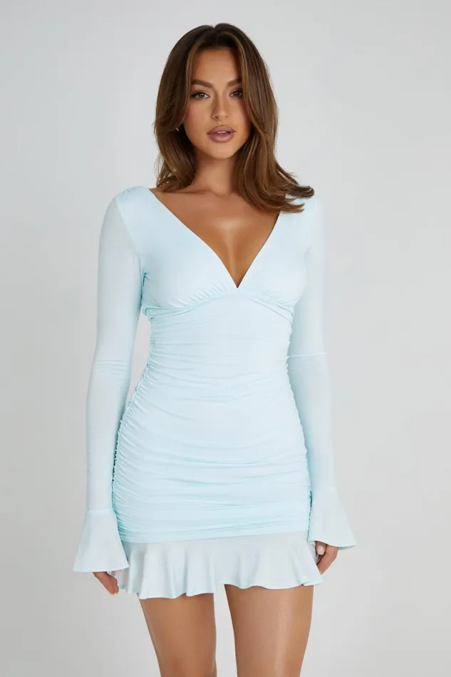Meshki Mini Dresses Women Leanne Jersey Gathered Mini Dress 8211 Arctic Blue Arcticblue